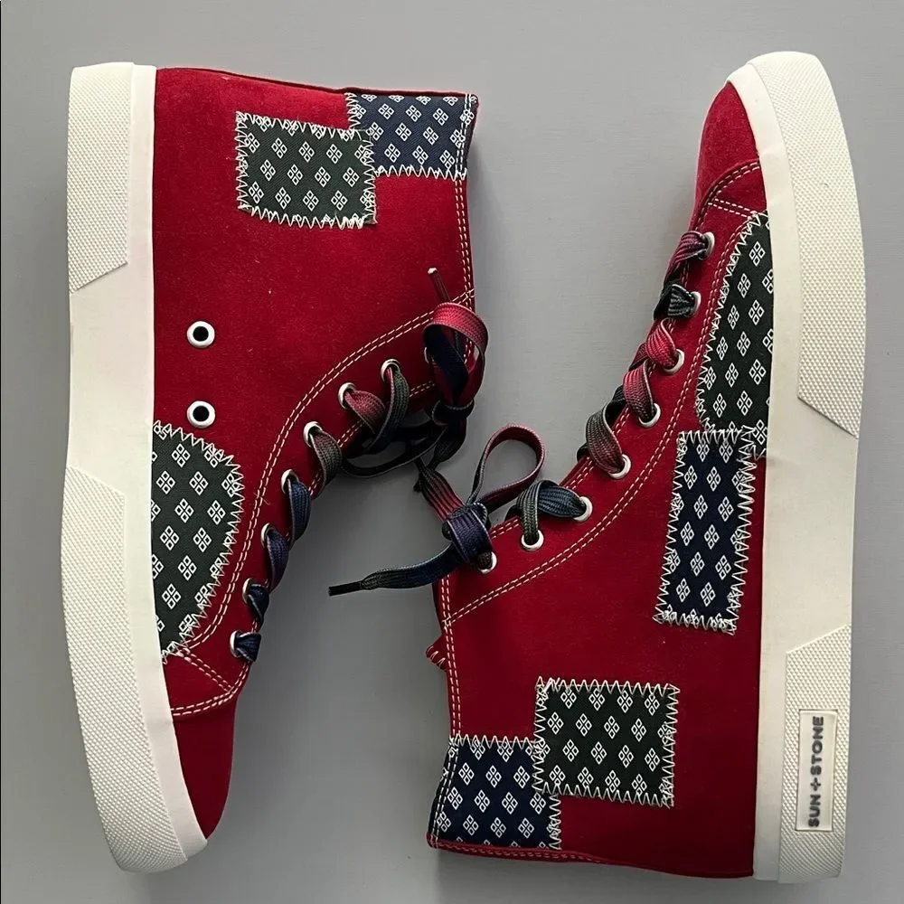 Sun + Stone Mesa Patchwork High Top Sneakers Size 10
